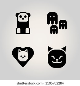 Animals icon set. adorable, love, little and white illustration vector icons for web and design