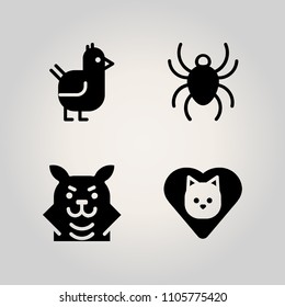 Animals icon set. beautiful, small, spider and delicious illustration vector icons for web and design