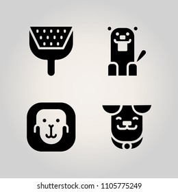 Animals icon set. beaver, chimpanzee, smiling and figure illustration vector icons for web and design