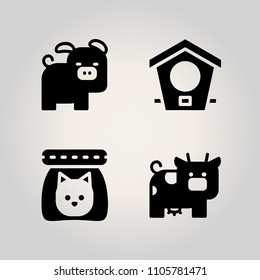Animals icon set. box, meat, head and bacon illustration vector icons for web and design