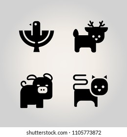 Animals icon set. brown, color, meat and black illustration vector icons for web and design