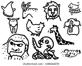  animal's icon set by handwriteen, white and llack