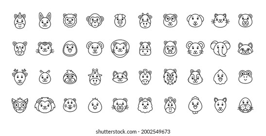 Animals Icon Set. Cartoon Animal Icon. Icon design. Template elements