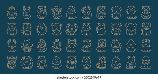 Animals Icon Set. Cartoon Animal Icon. Icon design. Template elements