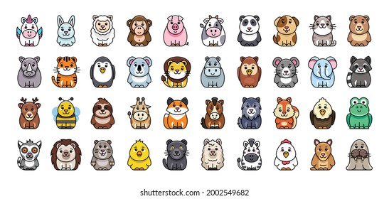 Animals Icon Set. Cartoon Animal Icon. Icon design. Template elements