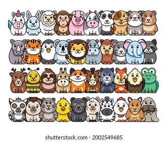 Animals Icon Set. Cartoon Animal Icon. Icon design. Template elements