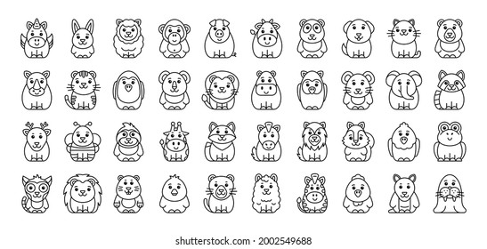 Animals Icon Set. Cartoon Animal Icon. Icon design. Template elements