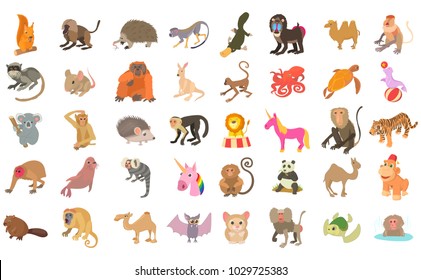 Animals icon set. Cartoon set of animals vector icons for web design isolated on white background