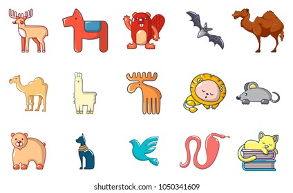 Animals icon set. Cartoon set of animals vector icons for web design isolated on white background