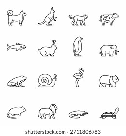 Conjunto de iconos de animales Colección Estilo de contorno mínimo