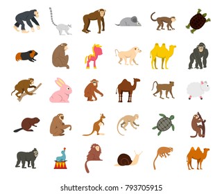 Animals icon set. Flat set of animals vector icons for web design isolated on white background