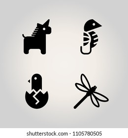 Animals icon set. fly, breast, wild and drawn illustration vector icons for web and design