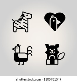 Animals icon set. freedom, roast, flock and zoo illustration vector icons for web and design