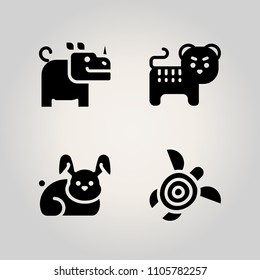 Animals icon set. green, portrait, rodent and jungle illustration vector icons for web and design