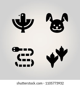Animals icon set. group, monochrome, drawing and front illustration vector icons for web and design
