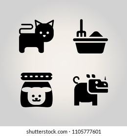 Animals icon set. horn, dinner, body and meal illustration vector icons for web and design