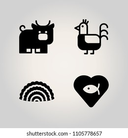 Animals icon set. set, matador, grilled and dish illustration vector icons for web and design