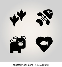 Animals icon set. meat, aquarium, bird and elements illustration vector icons for web and design