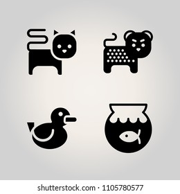 Animals icon set. one, motion, pedigreed and mallard illustration vector icons for web and design
