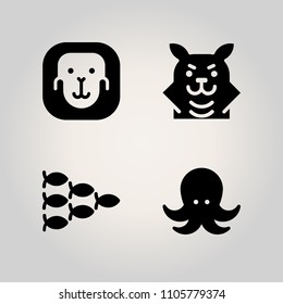 Animals icon set. scuba, progress, view and closeup illustration vector icons for web and design