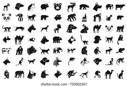 Animals icon set. Simple set of animals vector icons for web design isolated on white background