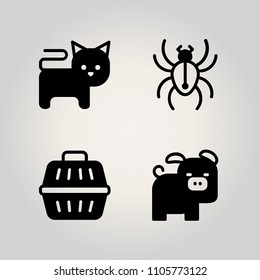 Animals icon set. small, graphic, gray and gothic illustration vector icons for web and design