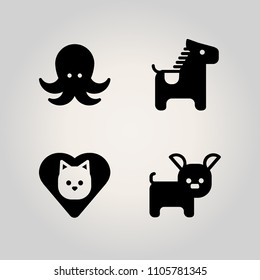 Animals icon set. tabby, ink, hair and retro illustration vector icons for web and design