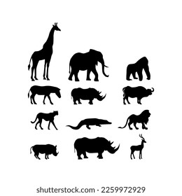 animals icon set vector silhouette on white background