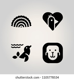 Animals icon set. water, anthropology, gold and gorilla illustration vector icons for web and design