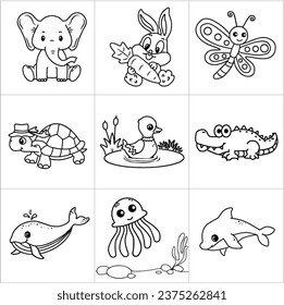 Animals icon set in white background. Vector illustration