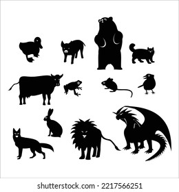 animals icon silhouette group set