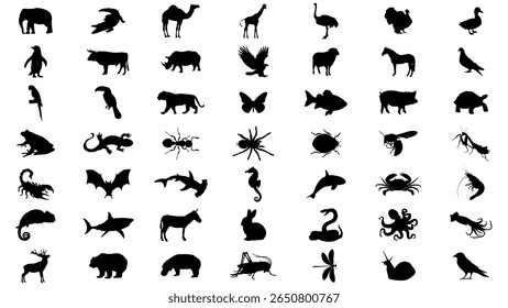 animals icon silhuette vector big set 