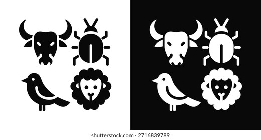 Estilo de fondo blanco y negro del icono de los animales