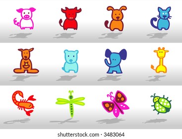 Animals icons 1 - others of same series : http://www.shutterstock.com/lightboxes.mhtml?lightbox_id=499021