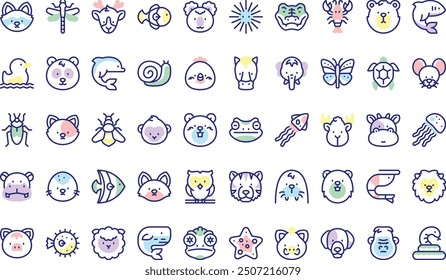 Animals icons collection is a vector illustration with editable stroke.