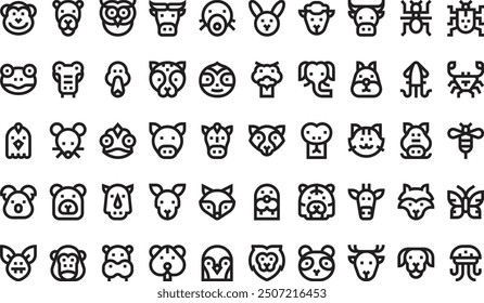 Animals icons collection is a vector illustration with editable stroke.