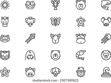 Animals icons collection is a vector illustration with editable stroke.