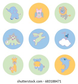 Animals icons. Funny animals for kids. 