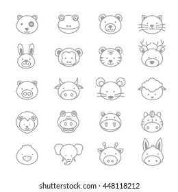 Animals Icons Line Set Of Vector Illustration
