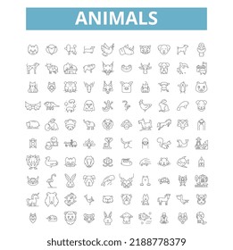 Animals icons, line symbols, web signs, vector set, isolated illustration