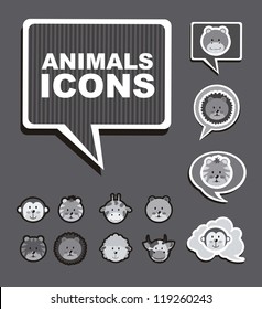 animals icons over gray background. vector illustration