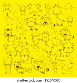 animals icons over yellow background vector illustration 