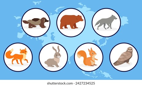 Animals icons set. Cartoon set of animals vector icons for web design