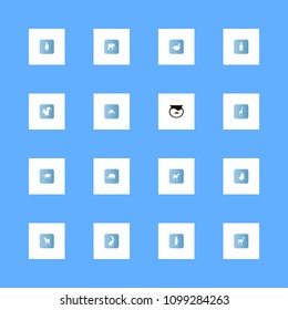 Animals icons set. lama, fish, camelopard and hare