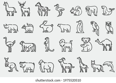 animals icons set vector icon illustration sign 