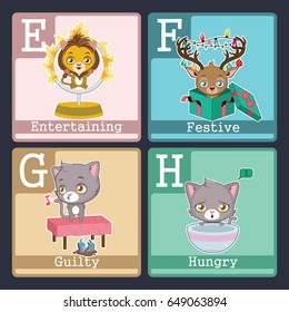Animals illustrating adjectives - EFGH