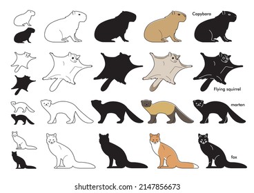 animals illustration. animal icon set. mammalian.