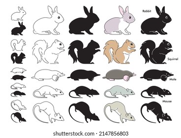 animals illustration. animal icon set.  rodents.