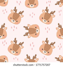 Animals illustration. Animals seamless pattern. Nursery art background. Children's fabric pattern design.