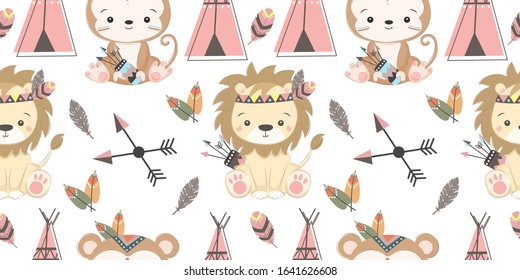 animals illustration in seamless pattern for personal project, background, invitation, wallpaper and many more